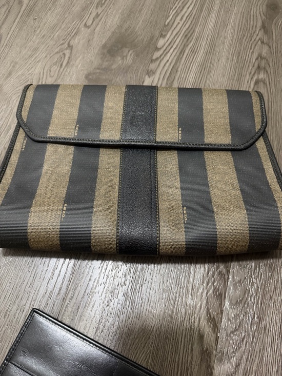 Fendi Other - Fendi Striped Fold-Over Messenger in Black and Brown Vintage original
